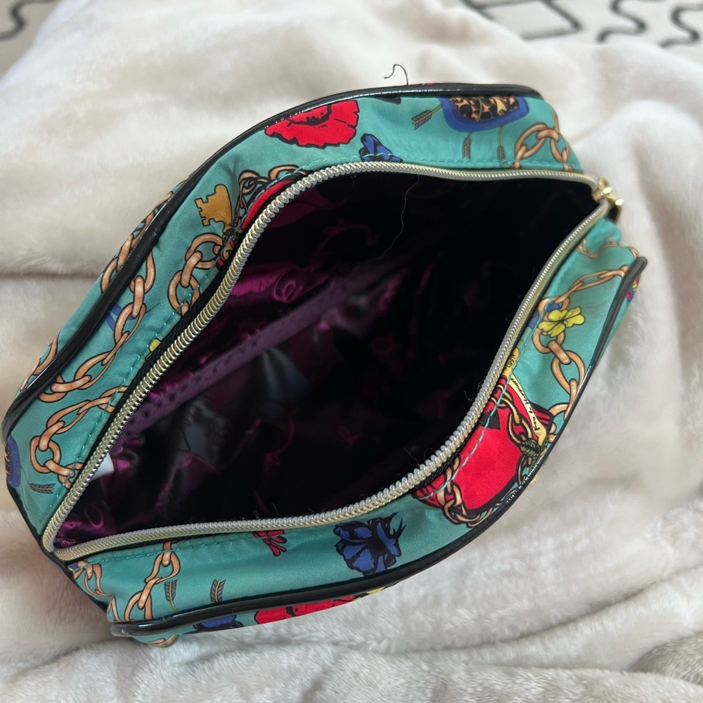 Betsey Johnson Teal Floral Cosmetic Bag - Picture 4 of 4